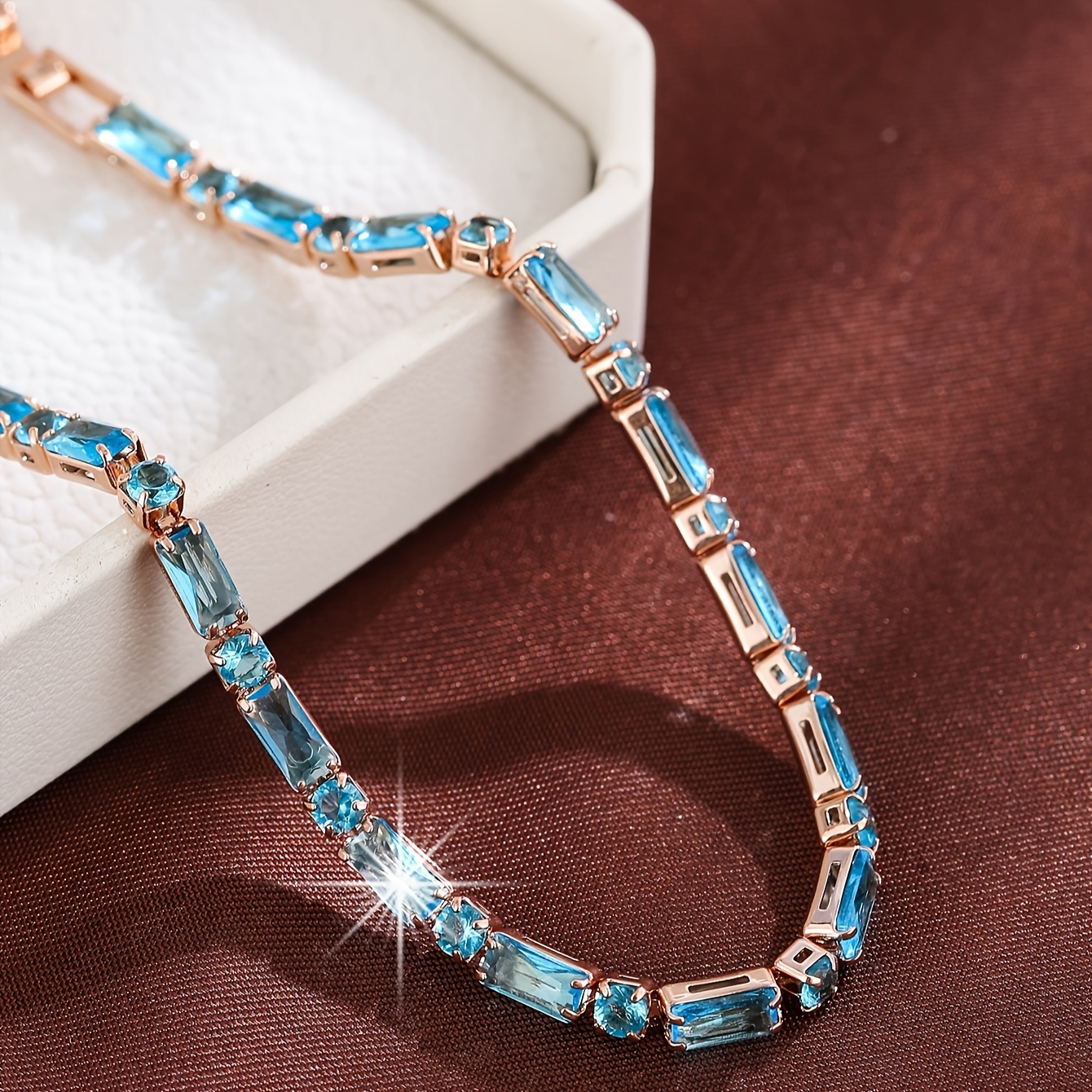Vintage Ocean Zirconia Bracelet - Women's Delicate Bangle